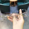 Monturas de Gafas sin Marco Ultraligeras Jian Dan Luo Xin para Hombres y Mujeres, Modernas de Nueva Moda Retro Cuadradas Gafas de Deseo Puro con Lentes Graduados
