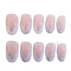 Comercio Exterior Simple Más Vendido Manicura Clásica Francesa Plata Brillo Fresco Pequeño Mediana Longitud Almendra Uñas Portátiles Mayoreo