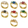 Set de anillos cúbicos de circonia de venta caliente transfronterizo, acero inoxidable, lujo ligero, alta gama, moda, anillos apilables para mujer al por mayor