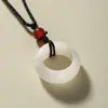 Collar de Bodhi de Jade Blanco para Pareja Hecho a Mano Raíz de Bodhi Semilla Original Acabado Pulido Anillos para Hombre y Mujer