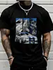 [Código Europeo Transfronterizo] Camiseta de Cuello Redondo Algodón Puro 180g Patrón de Coche y Cerveza--Personalizado