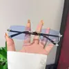 Óculos de Proteção de Novo Estilo com Borda Lapidada em Diamante de Alta Definição, Óculos Planos Sem Armação da Moda Anti Luz Azul com Diamantes, Óculos de Leitura de Alta Qualidade