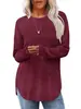Ropa de Mujer Transfronteriza de Comercio Exterior Europeo y Americano de Amazon Otoño 2026 Nuevo Top Holgado de Cuello Redondo con Dobladillo Curvo Alto-Bajo para Mujer
