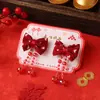Horquilla Roja de Año Nuevo para Niños con Borla de Perlas Nuevas Pinza con Lazo para Niñas Estilo Chino Horquilla Estilo Antiguo Tocado