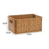 Organizador de produtos de skincare para penteadeira, cesta de armazenamento de artigos de higiene pessoal para banheiro em estilo de rattan trançado, cesta de toalhas para hotel