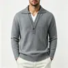 Suéter tricotado falso de duas peças, suéter quente com gola virada para homens, camisa POLO de outono e inverno, suéter de lã com decote duplo em V, blusa casual para homens