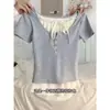 Puro Deseo Conjunto de Dos Piezas Camiseta de Manga Corta con Hombros Descubiertos para Mujer Verano Sentido del Diseño Nicho Ajustada Blanca Corta Dulce y Atrevida Top Pequeño