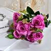 Destaque Novo Produto Atacado Artificial 7 Cabeças Rosa Tóquio Verde Buquê Único Flor Artificial Flor de Seda Casamento Decoração de Casa para Casamento