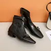 Botines de Tobillo de Hebilla de Cinturón Retro de Gama Alta para Mujer 2026 Otoño/Invierno Nuevos con Punta Cuadrada y Tacón Grueso Estilo Británico para Viajar Botines Chelsea