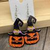 Pendientes Colgantes de Calabaza y Fantasma Estilo Oscuro Halloween Transfronterizos Europeos y Americanos Pendientes Populares Góticos Redondos de Madera Doble Cara