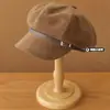 Sombrero Octagonal Versátil Estilo Coreano para Mujer, Sombrero de Boina de Moda con Hebilla de Cinturón para Otoño e Invierno, Sombrero de Artista de Ante Retro de Alta Calidad