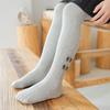 Colección Otoño 2025 Estilo Pastoral Infantil Calcetines con Flores Laterales y Doble Moño Leggings de Algodón Tejido para Niñas
