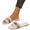 Pantuflas Planas Tejidas Estilo Bohemio para Mujer, Sandalias de Playa, Chanclas de Moda Antideslizantes, Tallas Grandes 36-43