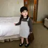 Ropa para Niñas 26 Otoño Nuevo Estilo Coreano Mono Falda Infantil Casual Estampado de Leopardo Manga Larga Capa Base Conjunto de Dos Piezas Moderno