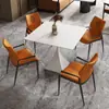 Mesa de Jantar Quadrada de Ardósia Estilo Italiano de Luxo Leve, Cadeira de Jantar Quadrada Comercial para Lazer, Móveis Domésticos para Apartamentos Pequenos, Mesa Quadrada Extra Grossa, Minimalista Moderno