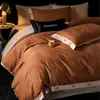 Juego de Cuatro Piezas Jacquard de Algodón Puro Cepillado 60S con Funda de Edredón con Botones y Sábana Bajera, Juego de Tres Piezas de Ropa de Cama de Alta Gama para Dormitorio