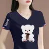 Camiseta de Manga Corta de Marca con Etiqueta Cortada, Excedente de Comercio Exterior Transfronterizo, Top Versátil de Media Manga de Corte Holgado, Top Moderno Estampado