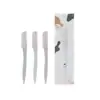 Maquinilla de Cejas Profesional de Mango Recto Hecha de Acero Inoxidable, Antideslizante, Antiarañazos, Afilada, Duradera, Conveniente para Recortar Cejas, Paquete de 3 Maquinillas de Cejas