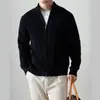 Chamarra suéter de peso pesado color sólido con cuello alto para hombre, cárdigan de punto con cremallera anti-pilling, tejido grueso de punto para otoño e invierno, para parejas