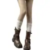 Calcetines largos de algodón para mujer de otoño con ribete de encaje, calcetines de tubo alto, calcetines simples estilo coreano que realzan las piernas para combinar con botas