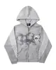 Sudadera con capucha y cremallera de rayas estampadas sexy europea y americana para hombre y mujer, chaqueta deportiva holgada rosa