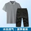 Traje Deportivo Casual para Hombre Verano Seda de Hielo Manga Corta Traje de Verano Verano 2025 Pantalones Cortos de Running para Hombre Camiseta Nuevo Stock Listo