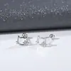 Nuevos Pendientes de Gato para Mujer, Pendientes Pequeños de Rosca, Pendientes para Hélice Auricular, Joyería para Oreja Hueca de Zirconia al por Mayor