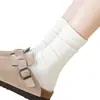 Calcetines blancos de algodón de Xinjiang para mujer, calcetines de color liso hasta la mitad de la pantorrilla, calcetines sin costuras para primavera y otoño postparto, calcetines largos apilables, calcetines deportivos