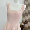 Conjunto de Duas Peças Chic Ouni Feminino Estilo Coreano, Top de Tricô Rosa tipo Camisola e Saia, Tamanho Único Algodão
