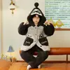 Pijama de Franela de Invierno para Niños, Conjunto Grueso de Coral Fleece Acolchado de Algodón para Hogar para Niñas y Bebés