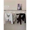 Conjunto de Duas Peças Ruoxin 26 Novo Estilo Coreano para o Início do Outono: Conjunto de Camisa Externa com Nó + Camisola Listrada
