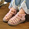 Sandalias Romanas para Niñas 2025 Primavera/Verano Nuevo Estilo Coreano de Moda Zapatos de Verano de Caña Alta de Princesa para Niñas Pequeñas