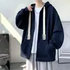 Nueva sudadera con cremallera para otoño e invierno para hombre, chaqueta casual holgada estilo Hong Kong, top con capucha versátil simple y moderno