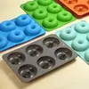 Forma de Donut de Silicone 6 Cavidades Silicone de Grau Alimentício Bandeja de Assar Molde para Biscoito Bolo Antiaderente Assar DIY