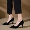 Sapatos Femininos de Salto Fino Suede Rasos Bico Fino Moda Simples Profissional para o Trabalho Nova Coleção Primavera 2026
