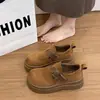 Mule de Salto Grosso com Fivela Estilo Novo Outono 2026 para Mulheres Baixinhas Marrom Rad Slip-ons Bonito e Versátil
