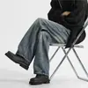 Jeans de Sarja Retro Americano Masculino 2026 Novo Estilo Versão Coreana Marca Tendência High Street Lavado Solto Perna Reta Calças Longas Roupas Masculinas