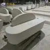 Fábrica de Foshan Silla de Cemento Personalizada con Respaldo Asiento de Terrazo Partícula Fina Albo Blanco Silla de Espera para Exteriores