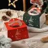 Caixa de embalagem portátil para bolo pequeno de Natal de 4 polegadas antiembaçante caixa de embalagem para sobremesa mousse de morango arco-íris basco de 4 polegadas