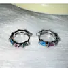 Pendientes Geométricos Redondos Coloridos de Circonita Super Flash Pendientes Sencillos y Versátiles de Nicho Lujo Accesible Pendientes Personalizados de Gama Alta para Mujeres