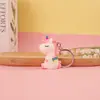 Llavero de Unicornio Sentado de Dibujos Animados Llavero de Caballo Colorido Creativo Accesorios Colgantes para Coche Bolsos