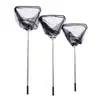 Rede de pesca de aço inoxidável sólida telescópica integrada com cabo para vara de pesca, kit completo com rede triangular dobrável