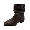 Botas versátiles retro de tacón grueso con punta para mujer, botas cortas de moda Otoño 2026, botines estilizados europeos y americanos que aumentan la altura