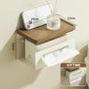 Caixa de Lenços Estilo Cream de Madeira Natural para Banheiro de Hotel, Lavabo, Porta Papel Higiênico, Armazenamento de Parede sem Furos