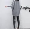 Outono de 2021 Nova Roupa Feminina de Tamanho Grande para Meninas Cheinhas Jaqueta de Tricô Solta Manga Longa Blusa Lisa de Manga Longa Moletom com Gola Redonda