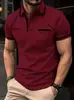 Camisa Polo Masculina de Verão Europeia e Americana Nova de Manga Curta Estampada em 3D Casual para Esportes ao Ar Livre Respirável Bolso com Aba Calça Camisa Polo