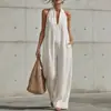 Em estoque: 2026 Nova coleção de primavera/verão transfronteiriça Amazon Europeia e Americana - macacão casual sem mangas simples e elegante para mulheres, feito de algodão e linho
