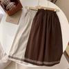 Pantalones de Pierna Ancha Estilo Mori Vintage para Niña Primavera y Otoño, Pantalones de Algodón Estilizados para Niños, Pantalones Franceses Bordados, Combinan con Todo