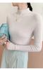 Suéter de Tricô Feminino Cashmere Outono/Inverno 2026 Novo Curto Slim Fit Costurado Gola Alta Meia Gola Cor Sólida
