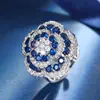 Joia Nova Huabi Outono e Inverno Fundo de Cobre Banhado a Ouro Fuso Azul Simulado Rosa Elegante Acessível Luxo Conjunto para Mulheres